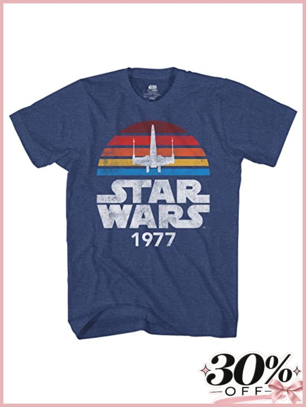 Star Wars 1977 Distressed Logo Rainbow X-Wing Men's Adult T-Shirt